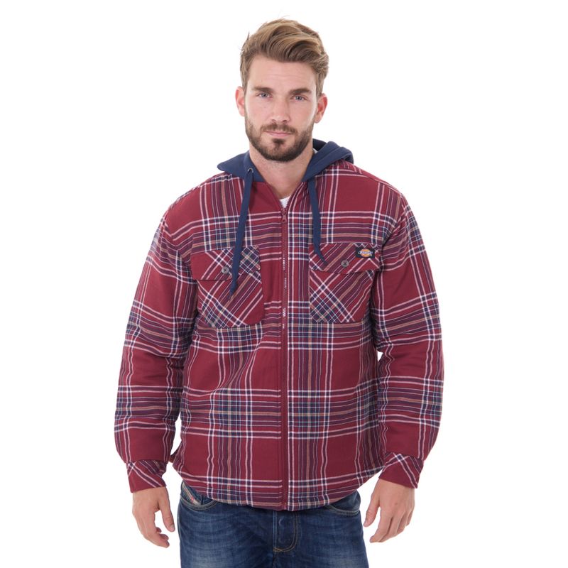 Dickies Men's Flannel Hooded Shirt Jacket - Current Wine S