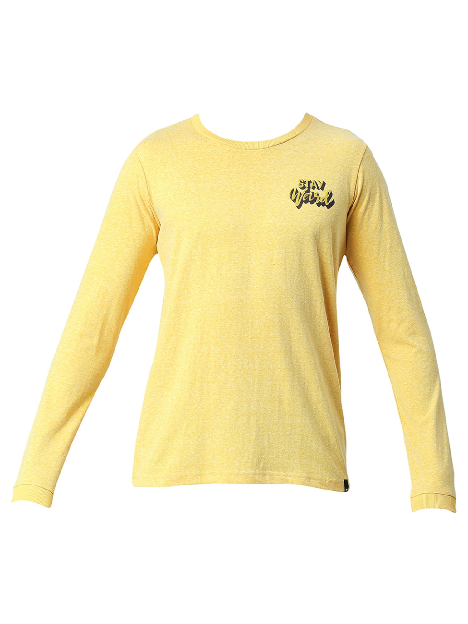 Basics Yellow Slim Fit Printed T-Shirt