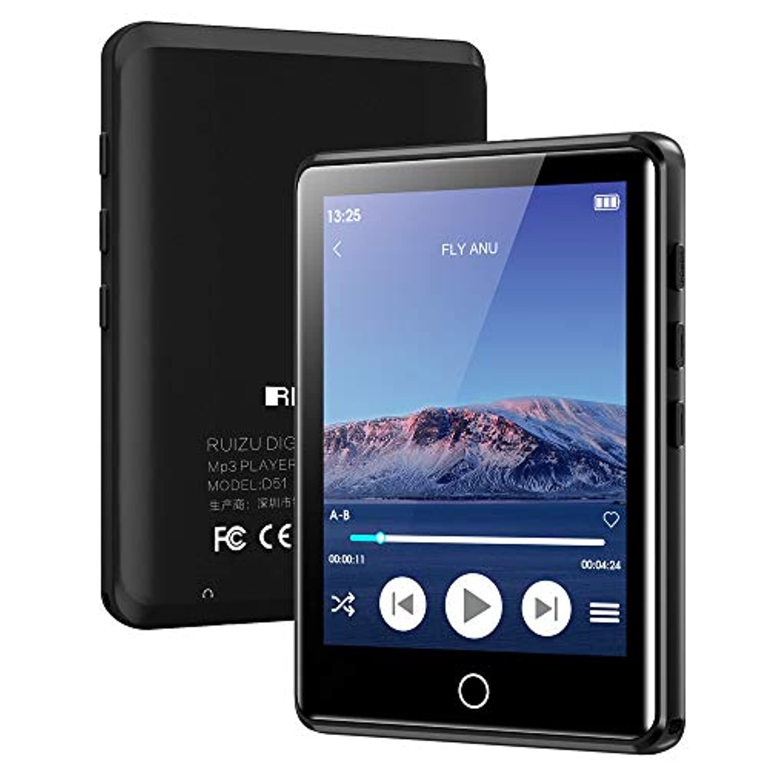 MP3 Player with Bluetooth 5.0, 2.8" Full Touchscreen 16GB Mp3 Player, HiFi Lossless Sound Music Player with Headphones, Built-in Speaker, FM Radio, Voice Recorder, E-Book, Expandable up to 128GB