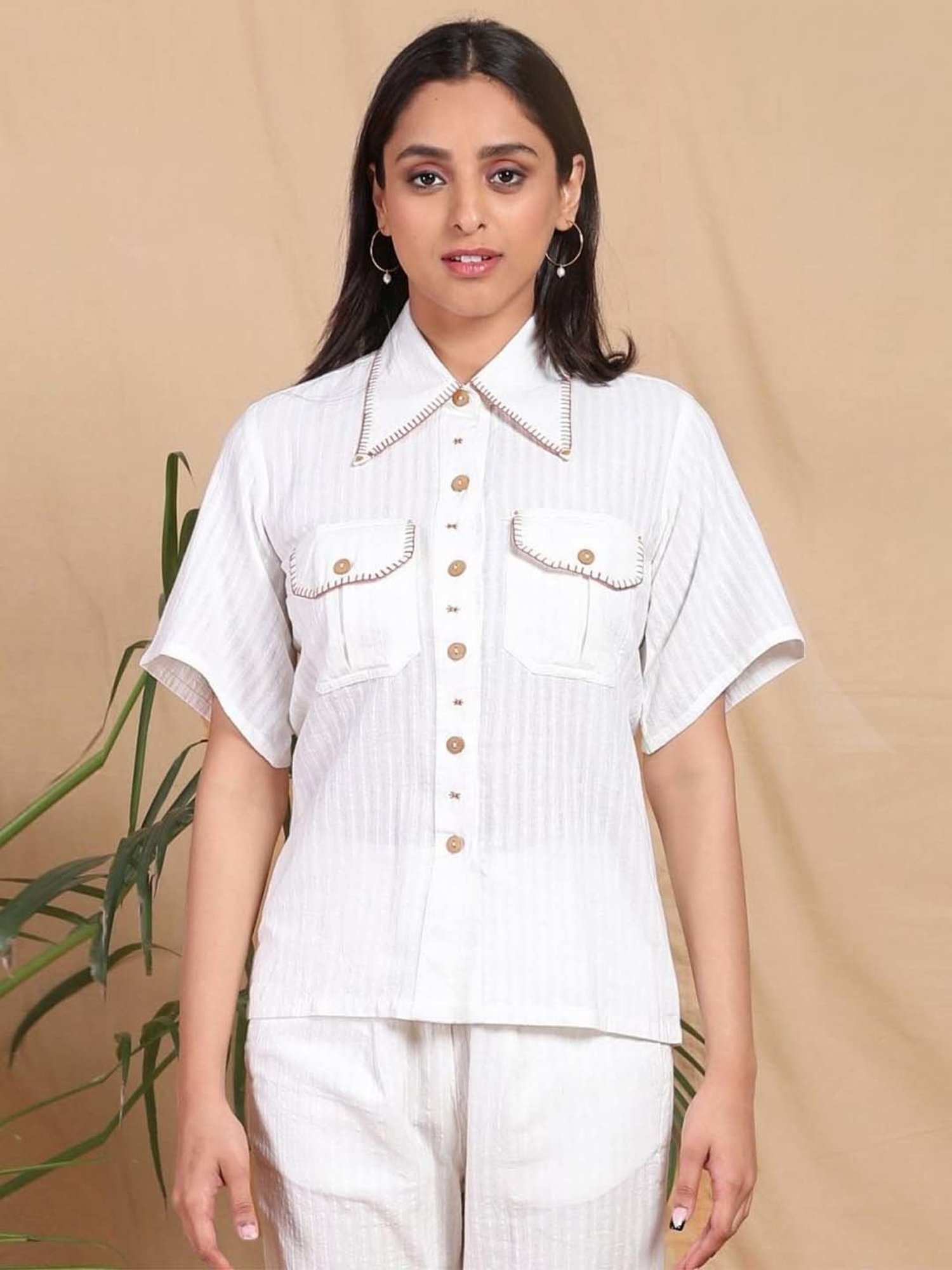 Mushio White Prem Handwoven Cotton Shirt