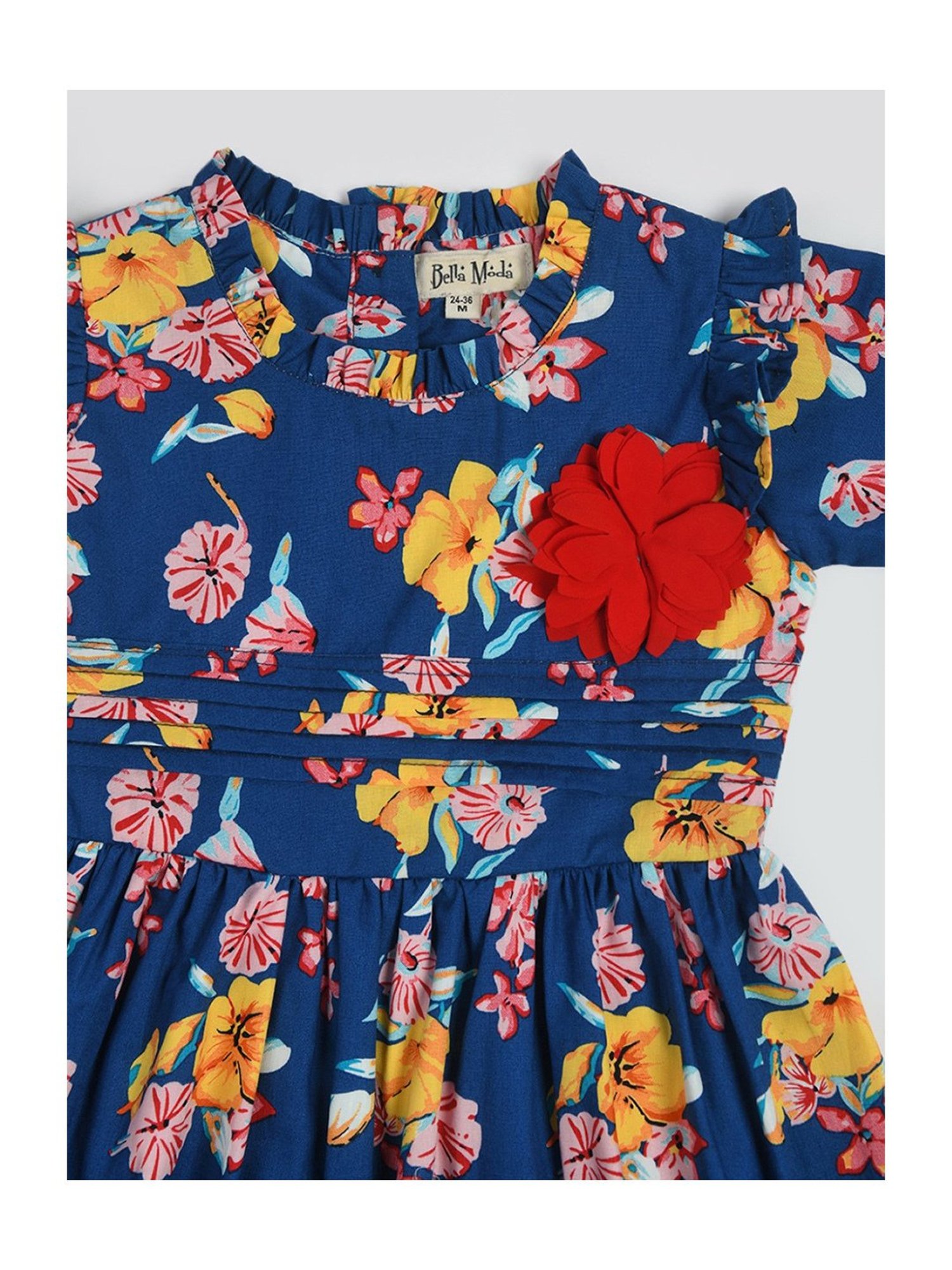 Bella Moda Kids Blue Floral Print Fit & Flare Dress