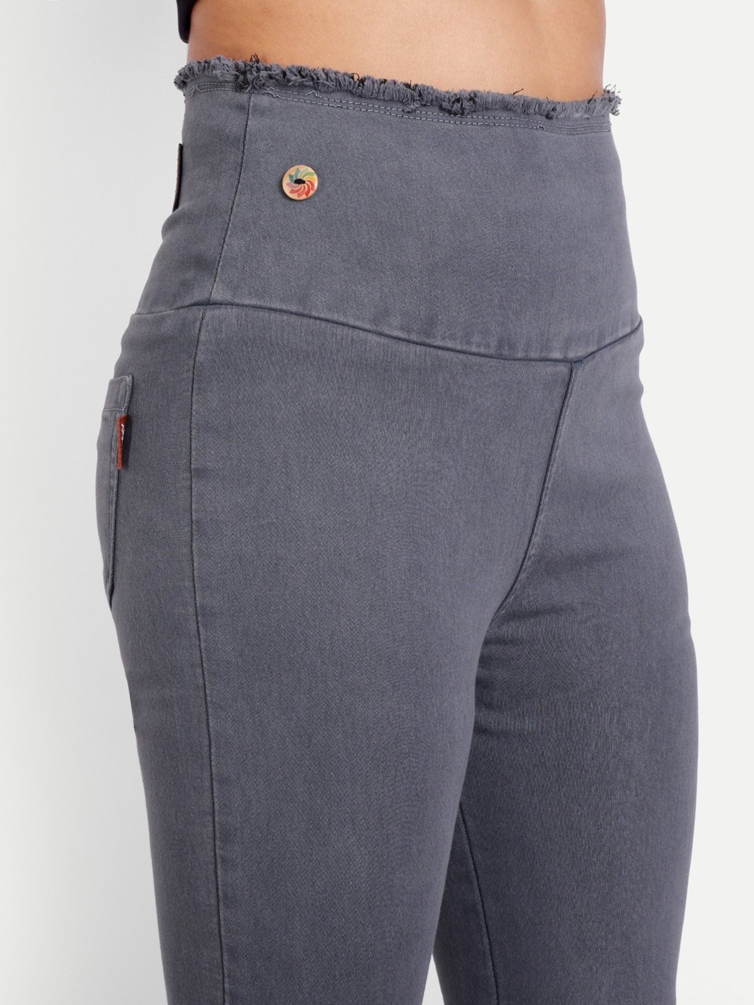 Angelfab Grey Regular Fit Mid Rise Capris