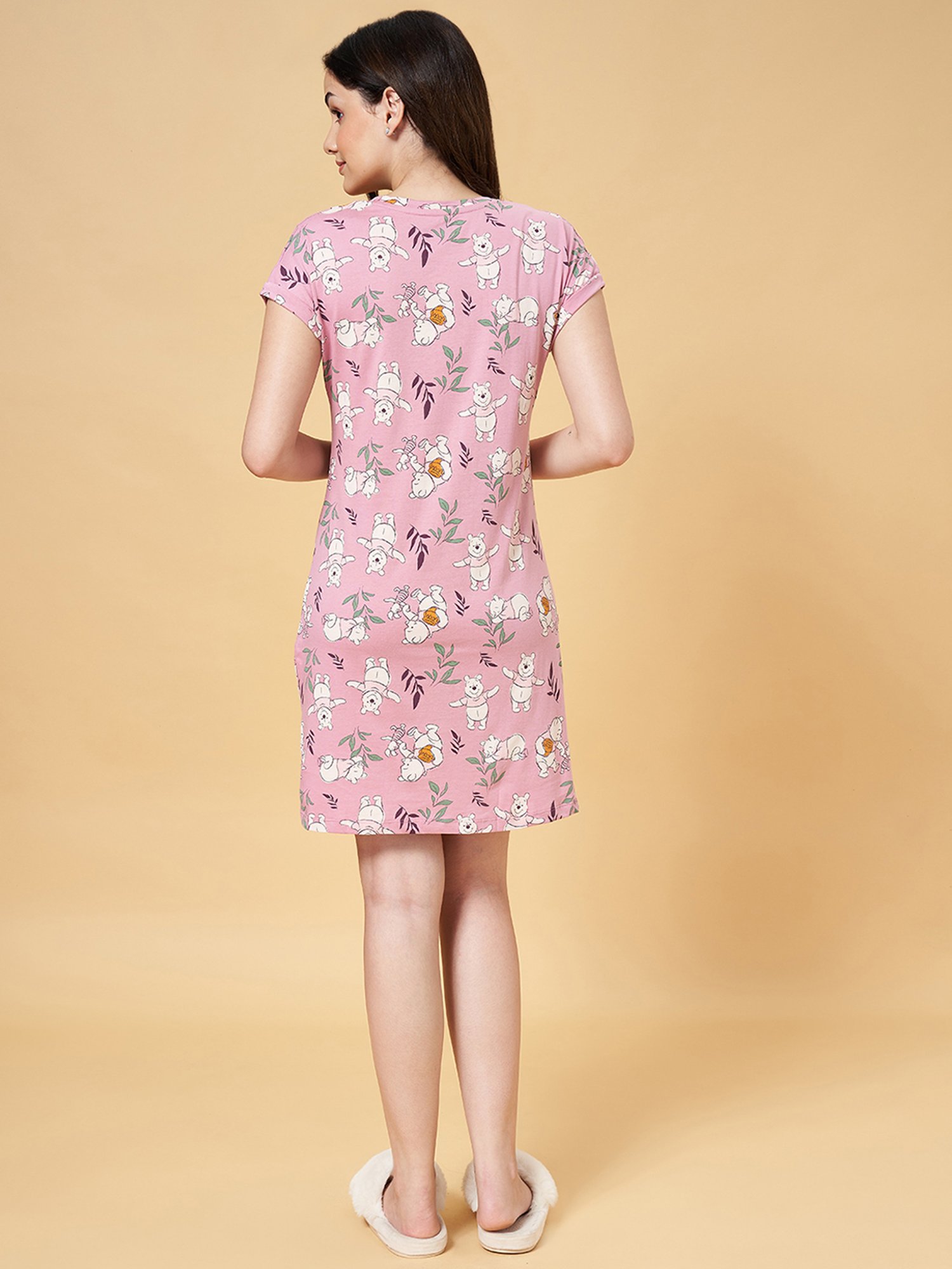 Dreamz by Pantaloons Pink Cotton Printed Sleep Tee