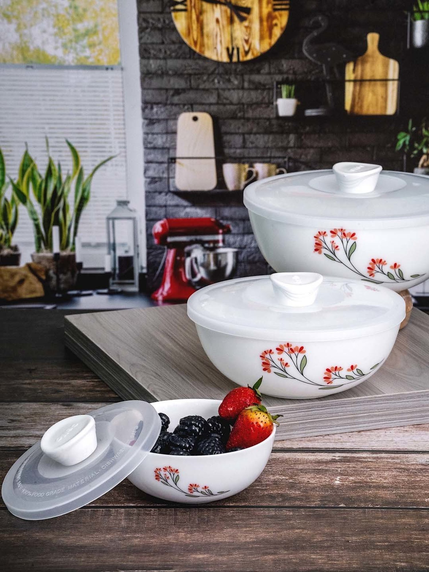 Cello White Opalware 3-Piece Mixing Bowl Set