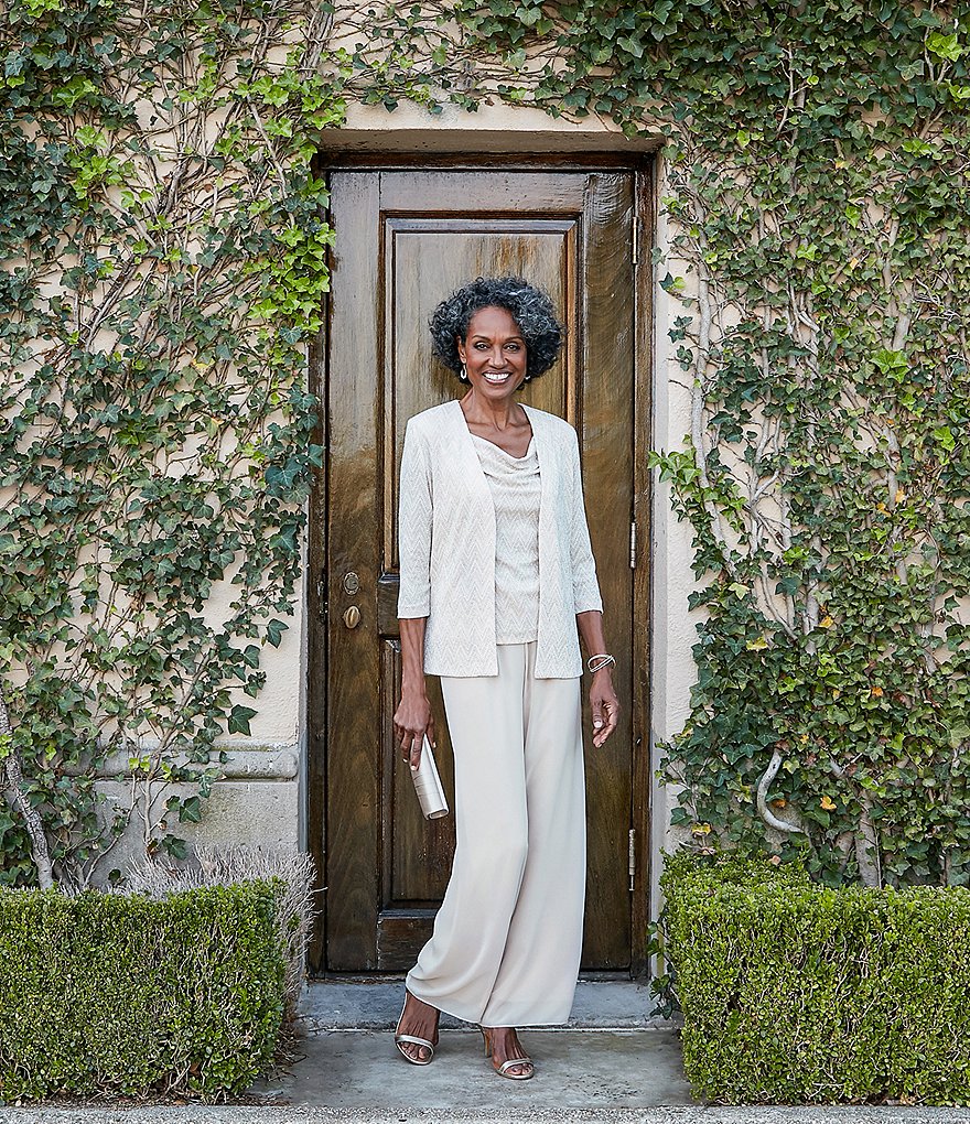 Alex Evenings Wide Leg Chiffon Pant