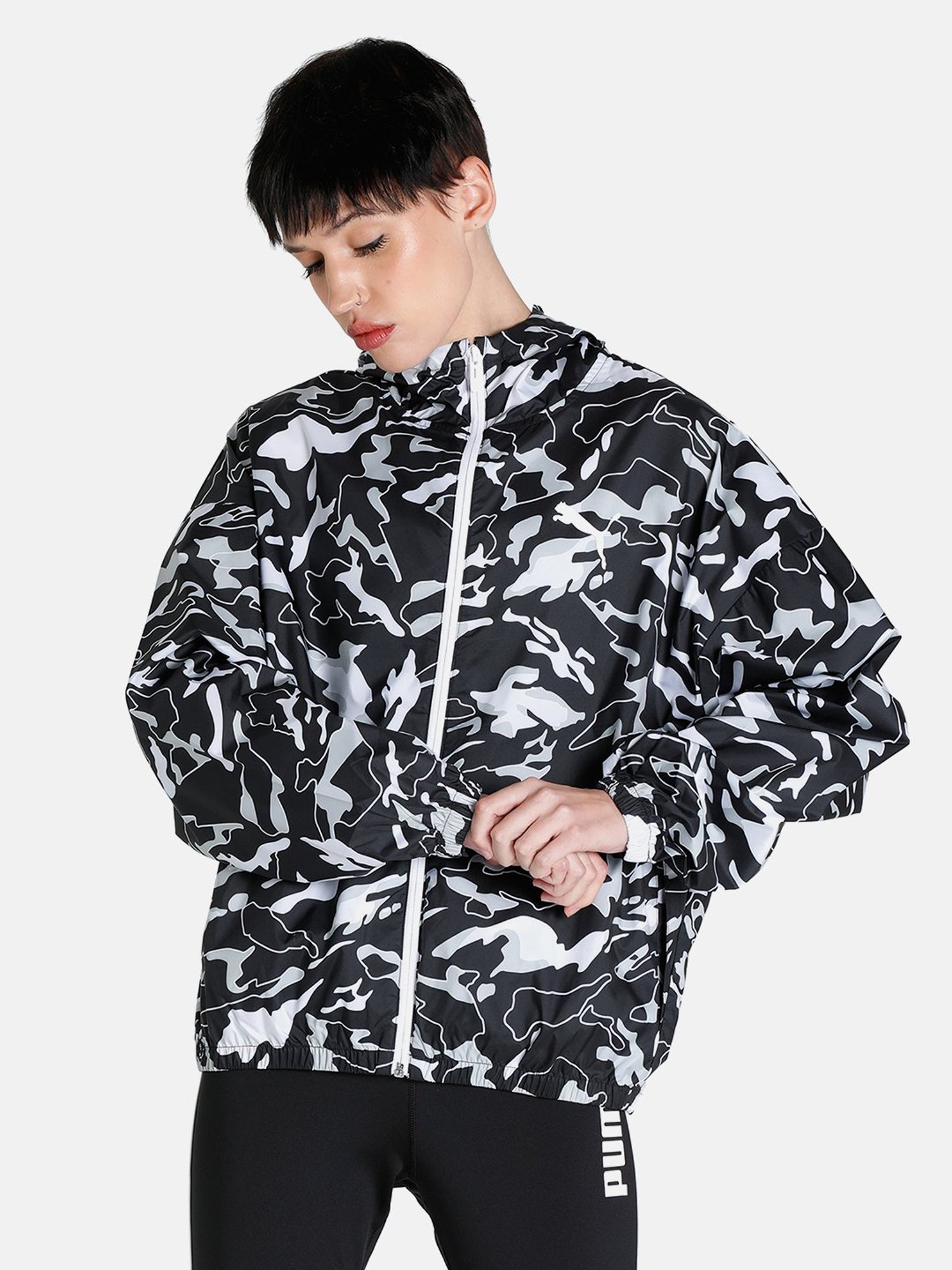 Puma Black & White Printed Jacket