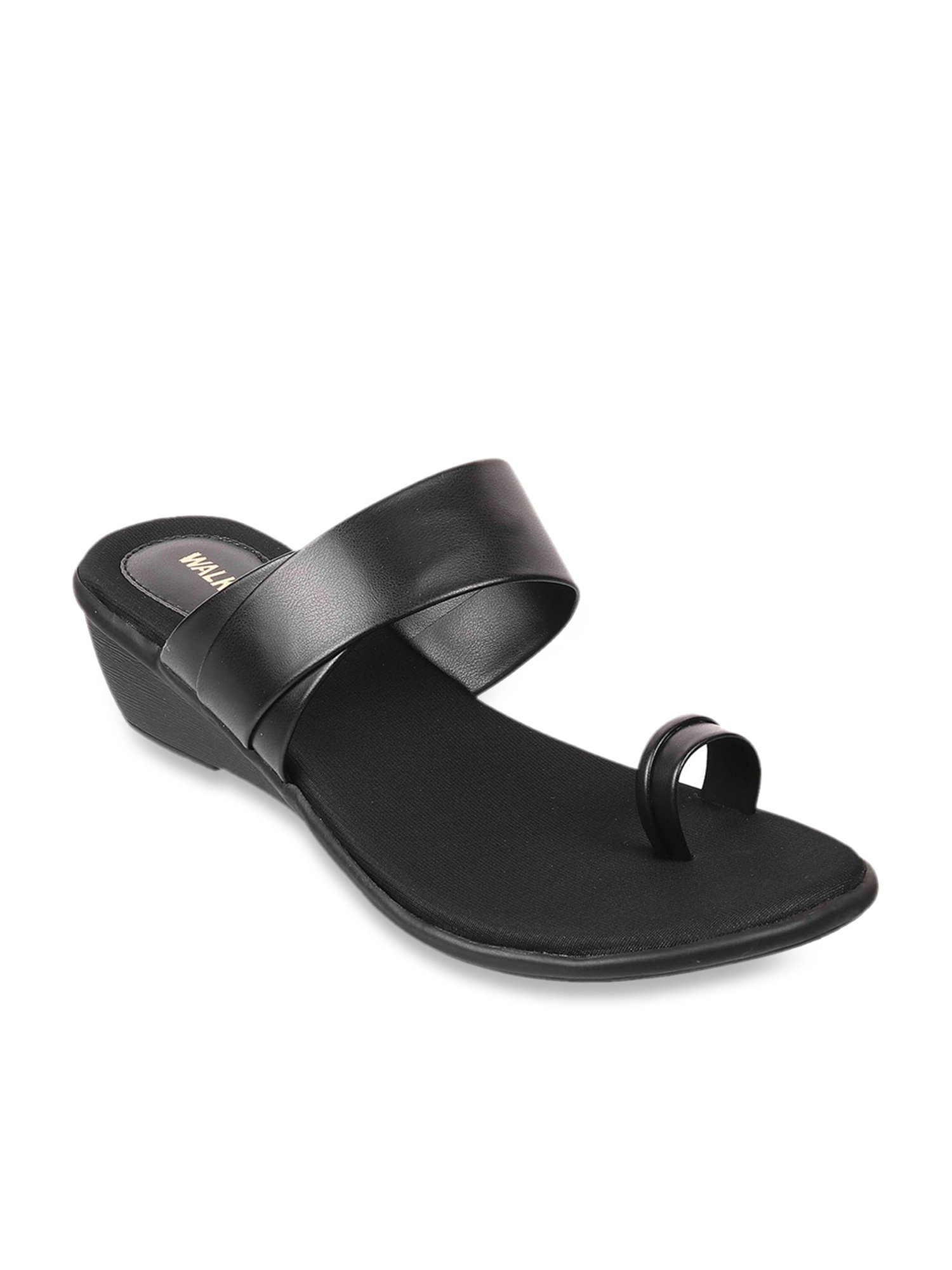 Walkway Women's Black Toe Ring Wedges