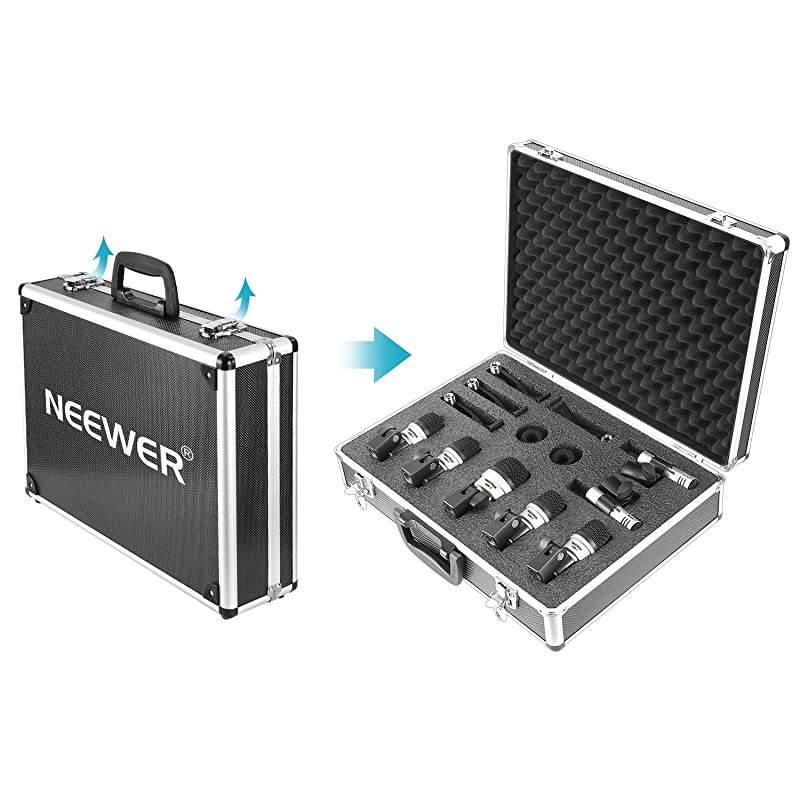 7 Piece Wired Dynamic Drum Mic Kit Kick Bass TomSnare amp Cymbals Microphone Set for Drums Vocal Other Instrument Complete with Thread Clip Inserts Mics Holder amp CaseNW7