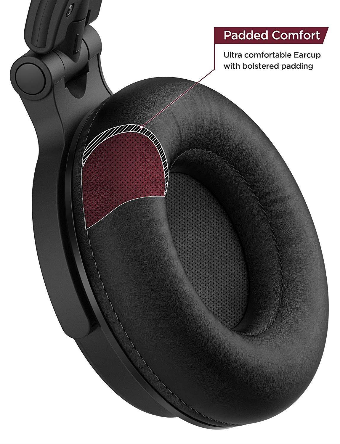 Thore Over Ear iPhone Headphones with Lightning Connector (Apple MFi Certified) &ndash; Closed Back Studio DJ Monitor Earphones (50mm Neodymium Drivers) (V200 Black/Red)