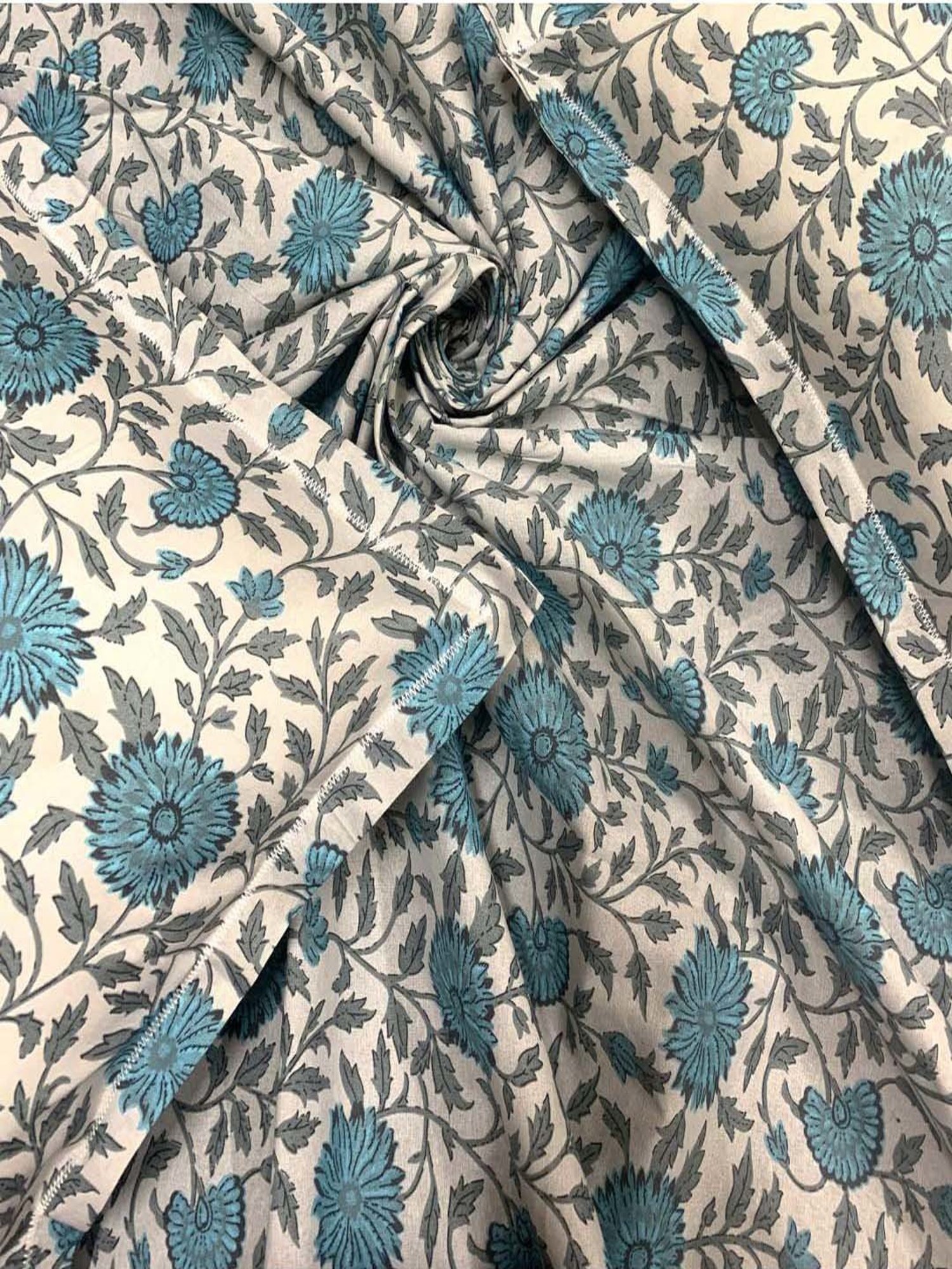 BELLA CASA Cuddle Floral Teal Blue 150 TC Cotton Single Bedsheet with 1 Pillow Cover