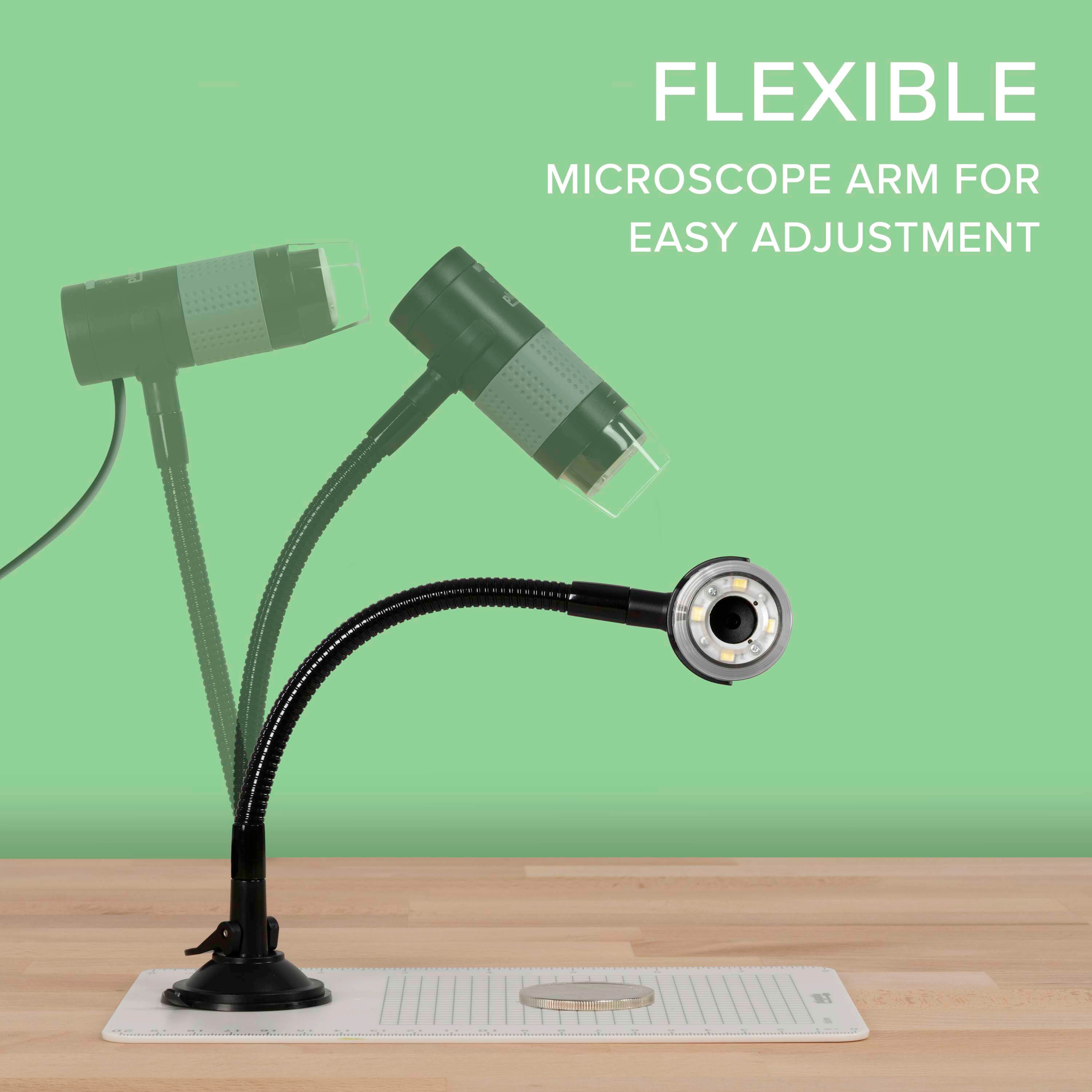 Plugable USB 2.0 Digital Microscope with Flexible Arm Observation Stand Compatible With Windows, Mac, Linux (2MP, 250x Magnification)
