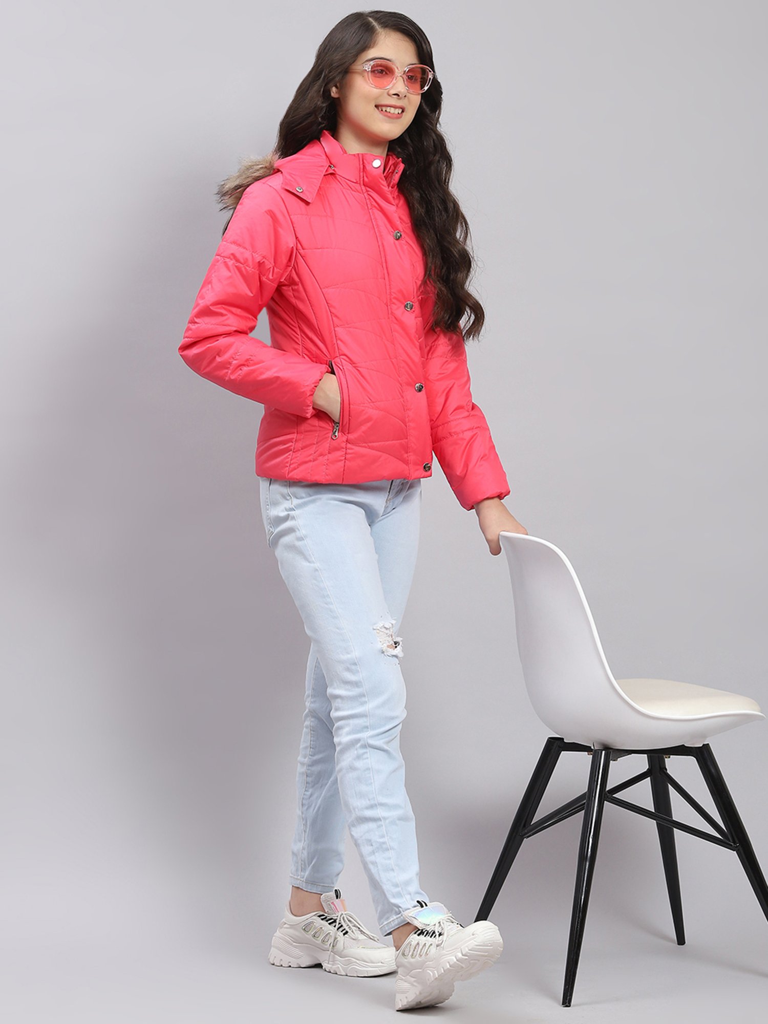 Elle Kids Black Self Pattern Jacket