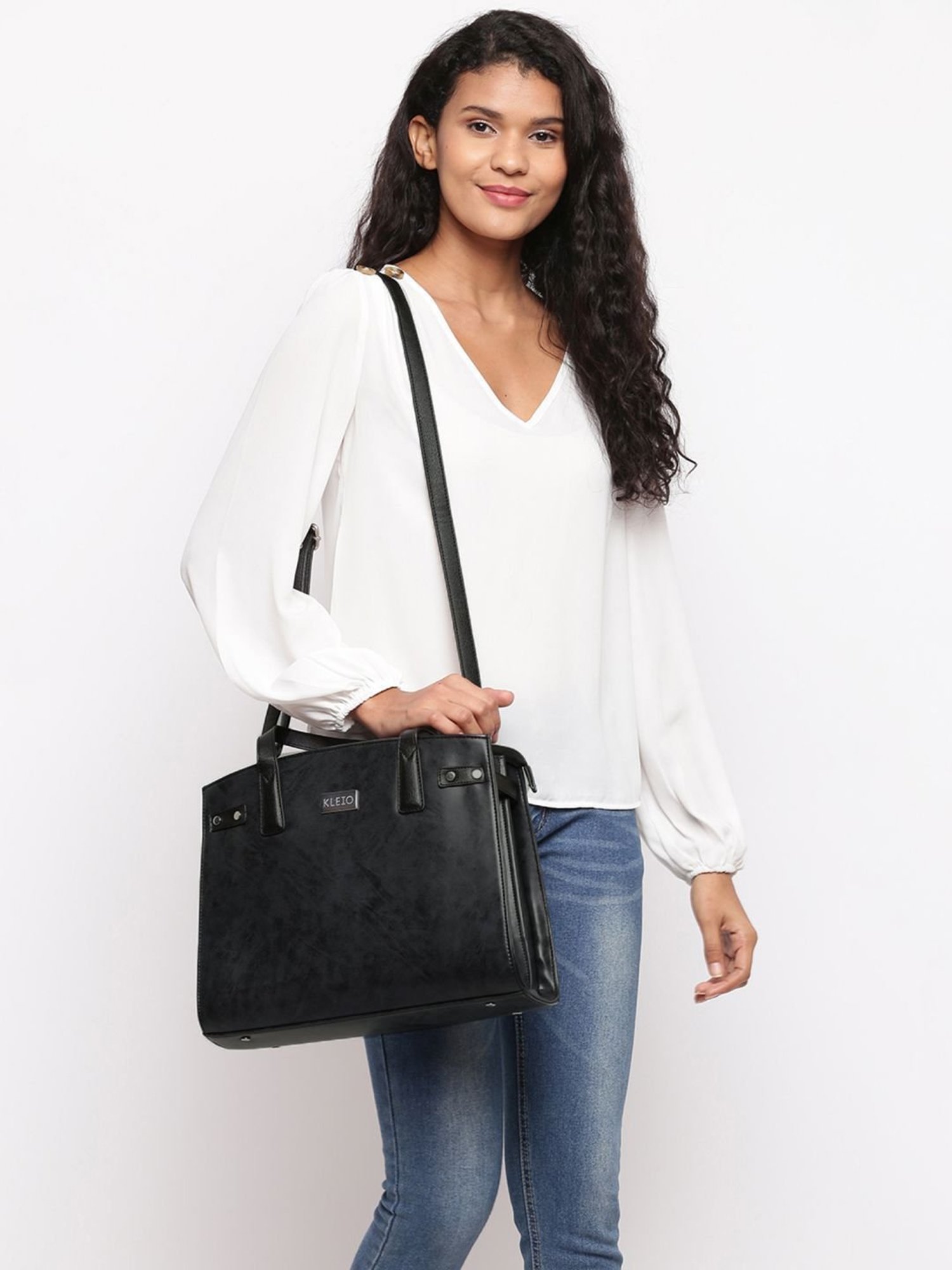 Tohl Avon Black Solid Medium Handbag