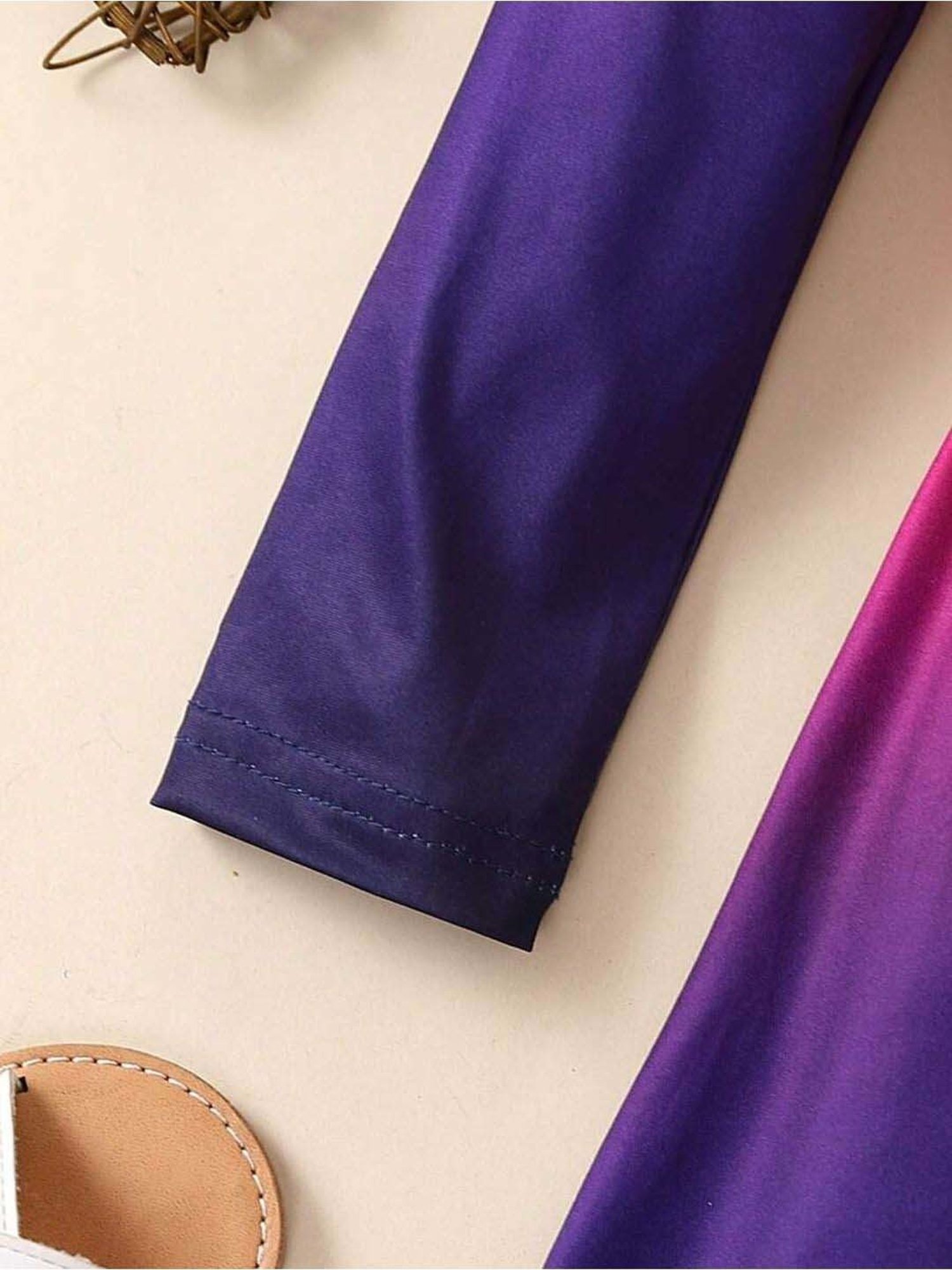 Bolly Lounge Girls Pink & Blue Solid Full Sleeves Dress