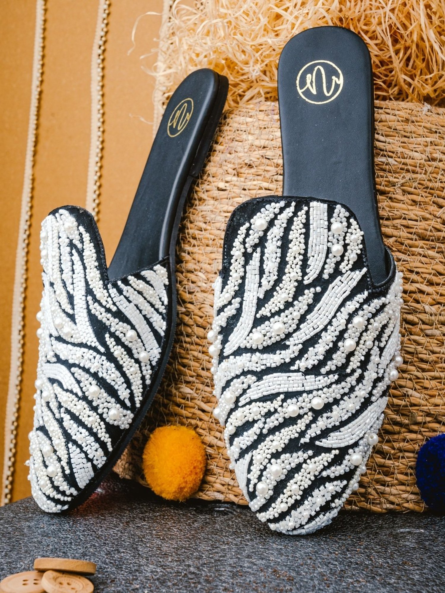 NR by Nidhi Rathi Women's Black Mule Shoes