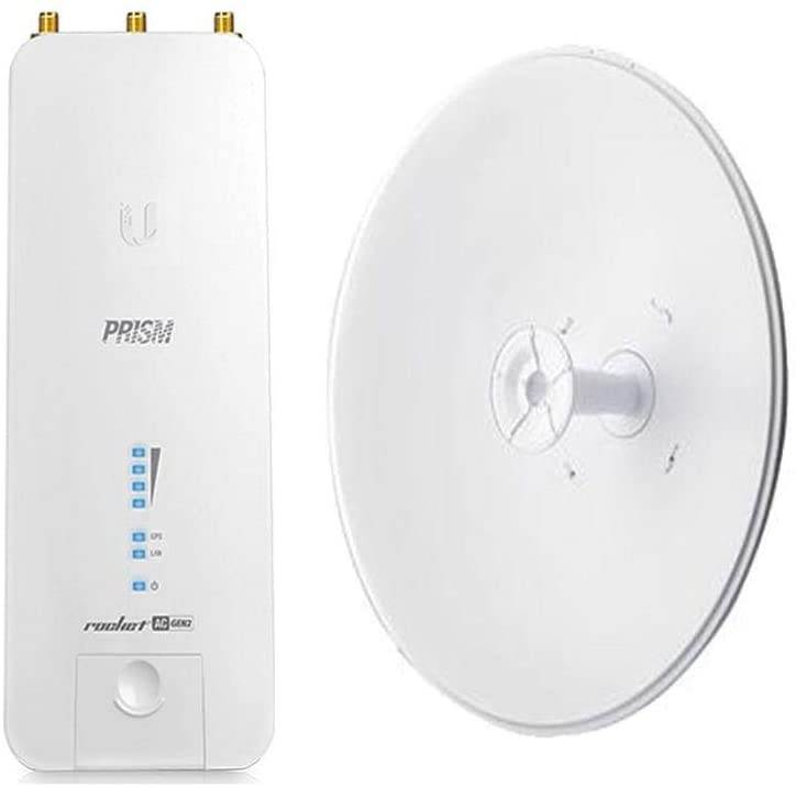 Rocket Prism AC RP-5AC-Gen2-US 5GHz BaseStation 802.11ac with RocketDish RD-5G30-LW 30dBi 2X2 MIMO Lightweight Point-to-Point airMAX Bridge
