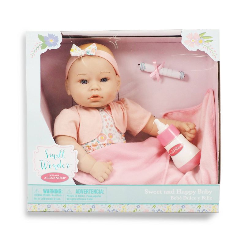 Madame Alexander 18" Small Wonders Sweet & Happy Baby Bedtime Set- Pink