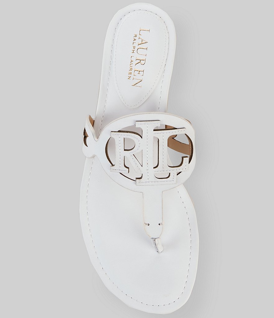 Lauren Ralph Lauren Audrie Leather Logo Thong Sandals