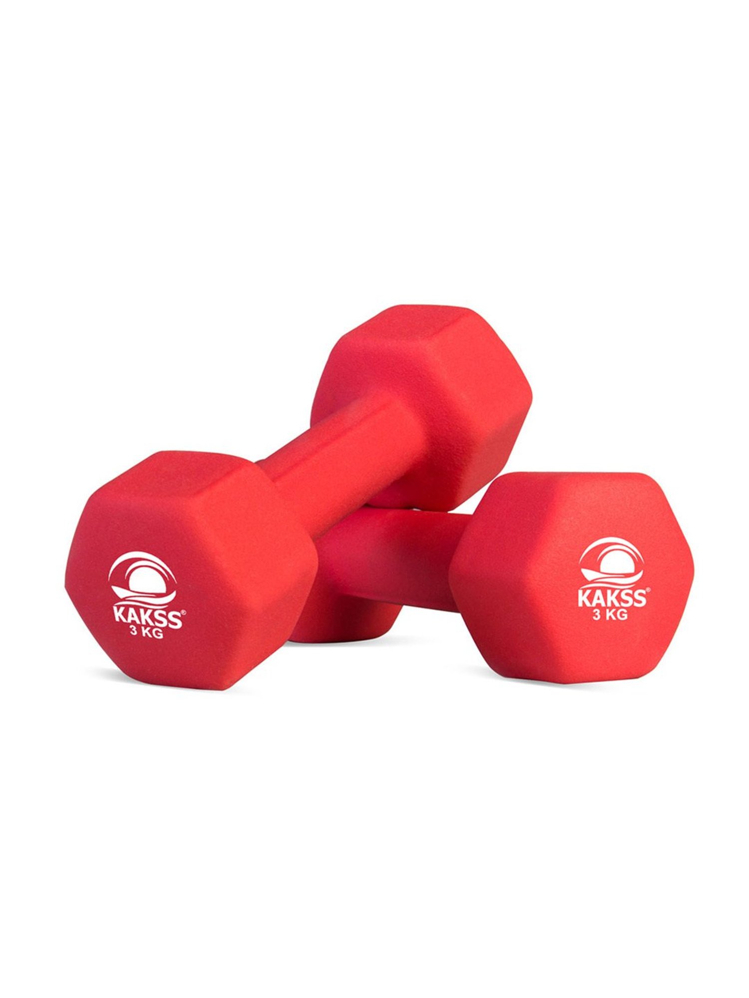 KAKSS Cast Iron Neoprene Coated Dumbbells (Red) Size - 3KG