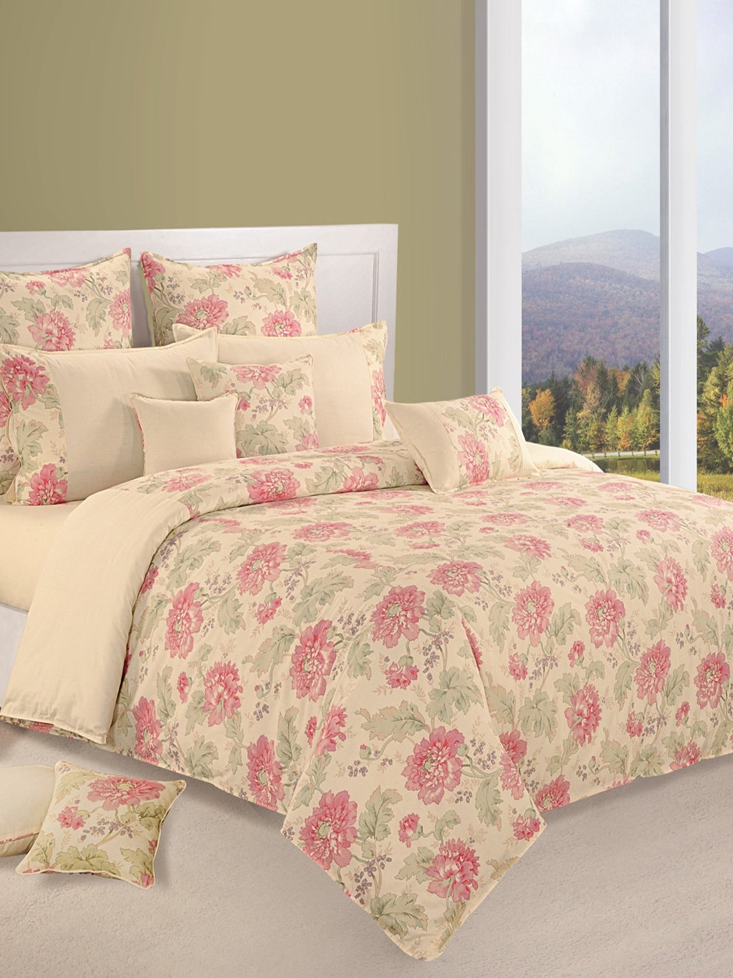 Maspar Vincent Green & Blue Cotton 120 TC Reversible Quilt - Set of 1