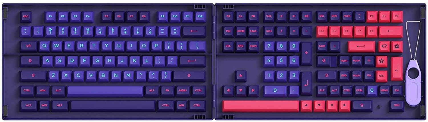 EPOMAKER AKKO NEON Cyberpunk 157 Keys ASA Profile Doubleshot PBT Full Keycaps Set, with Custom Storage Box for Mechanical Keyboard Replacement (NEON ASA KEYCAPS)