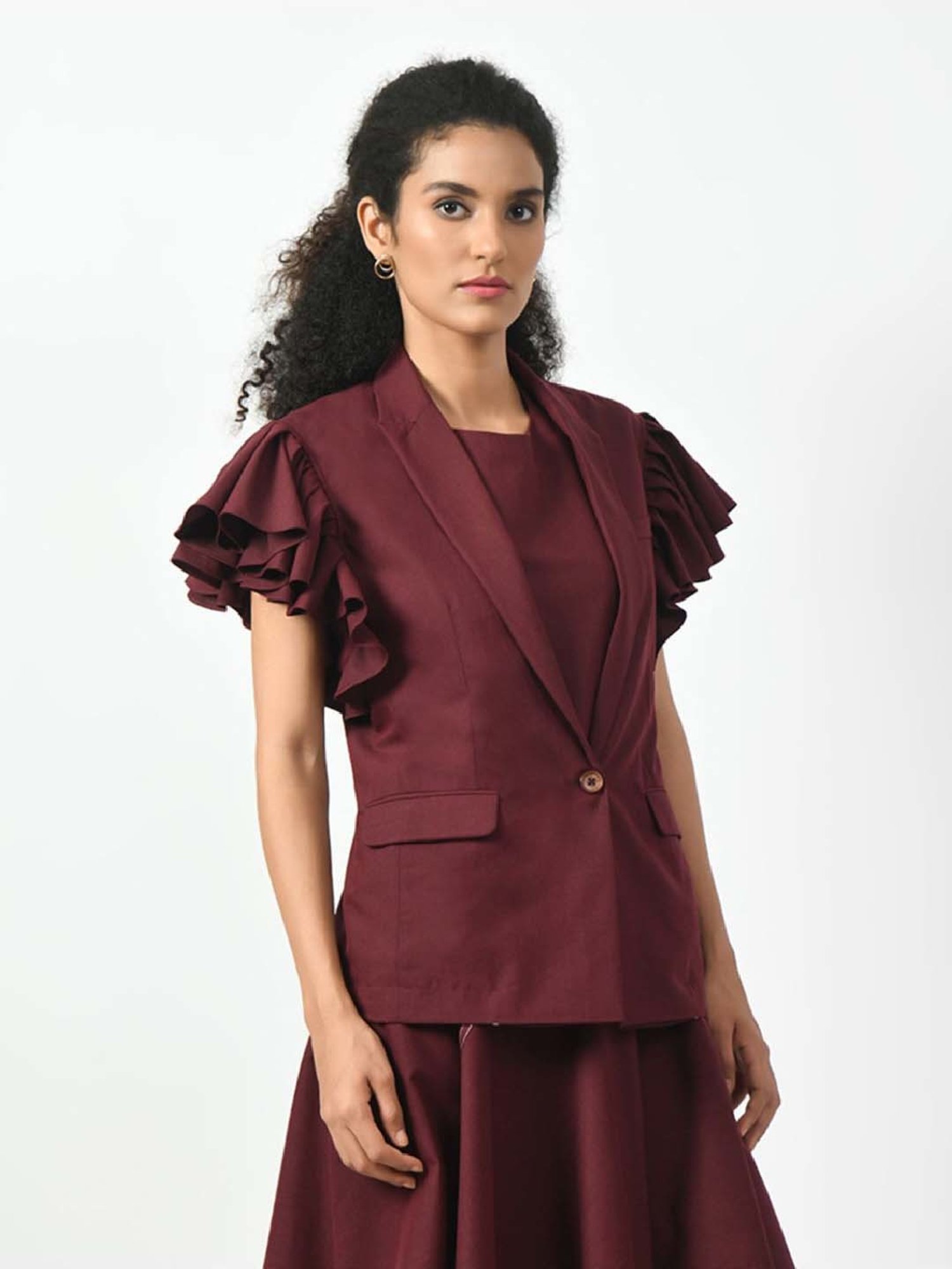 Office & You Maroon Plain Jacket