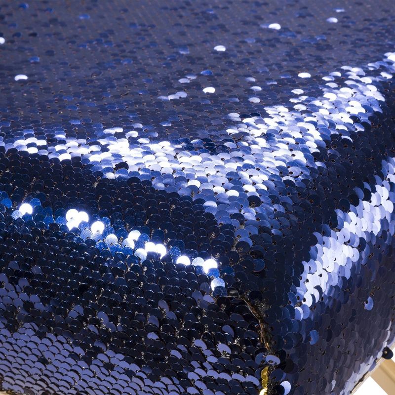 Sapphire Sequin Stool with Metal Gold Legs Blue - Glitzhome