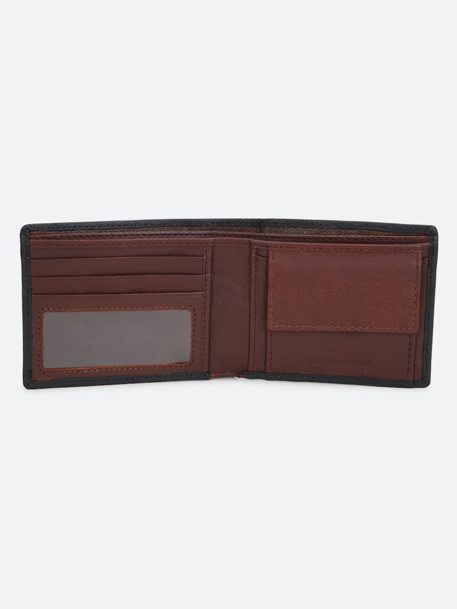 Louis Philippe Black Leather Textured Bi-Fold Wallet