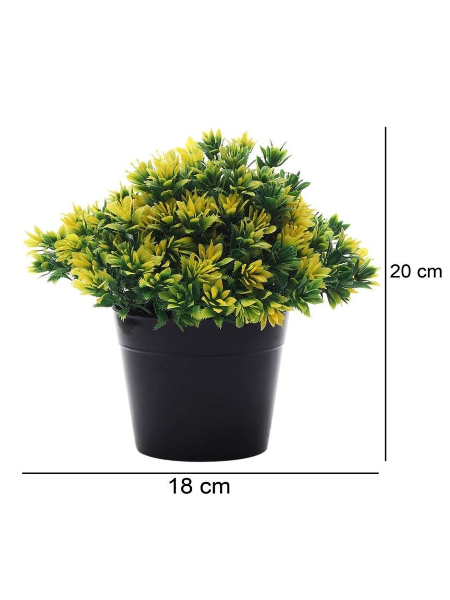 Foliyaj Yellow Plastic Artificial Plant With Cluster Shaped Leaves