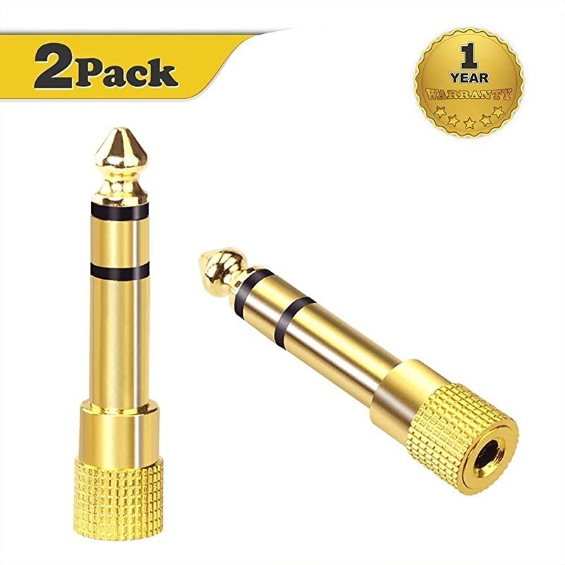 2Pack 635mm 14 inch to 35mm 18 inch Male to Female Stereo Jack Adapter