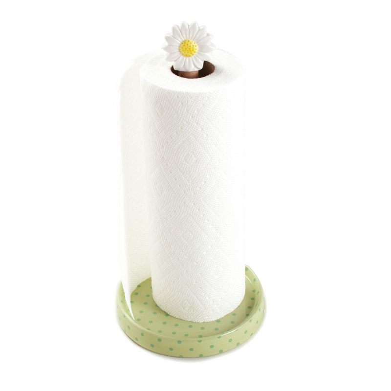 Lakeside Daisy Topper Paper Towel Holder for Kitchen Countertops and Bathrooms