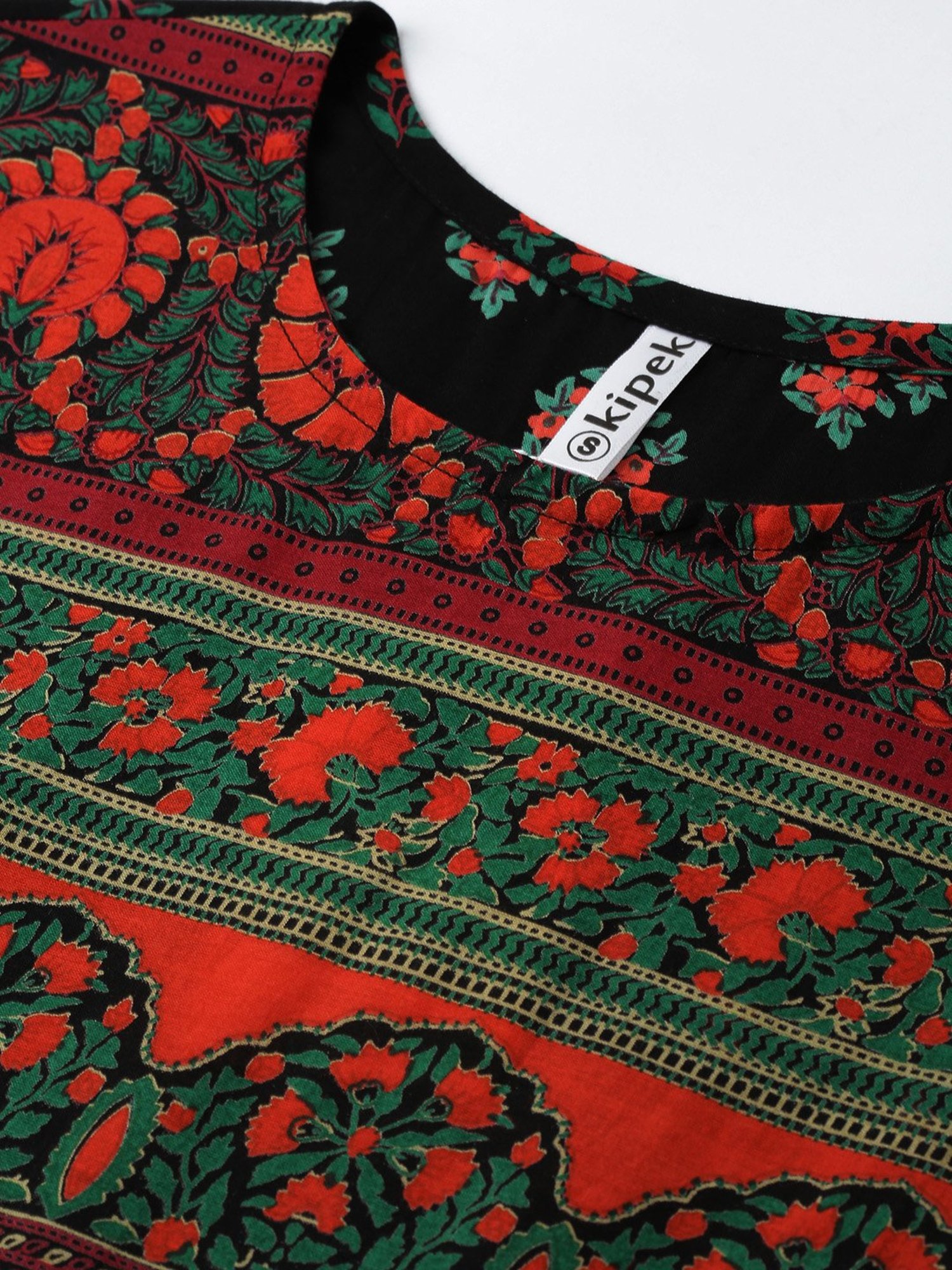 Kipek Black Cotton Printed Anarkali Kurta