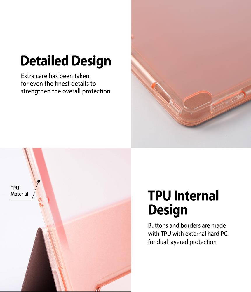 Ringke Smart Cover Clear Slim Stand Case Compatible for iPad Pro 2017 (10.5") Multi-Angle Tablet Stand with Clear PC Back and TPU Bumpers - Rose Gold