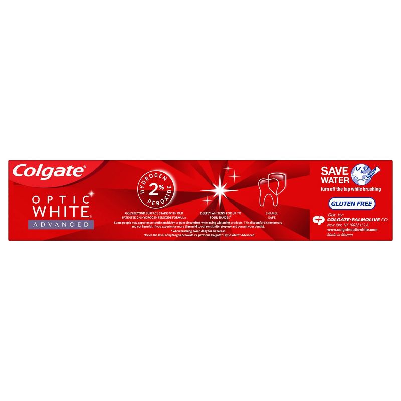 Colgate Optic White Advanced Teeth Whitening Toothpaste Sparkling White - Trial Size - 1.45oz