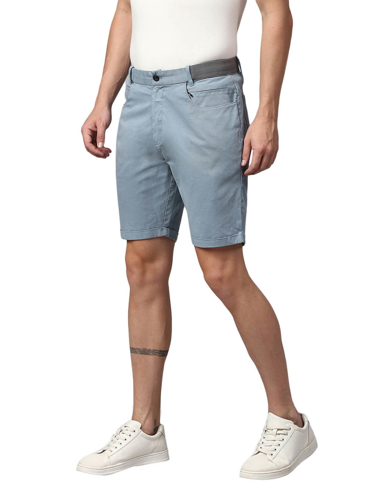 Slowave Light Blue Regular Fit Shorts