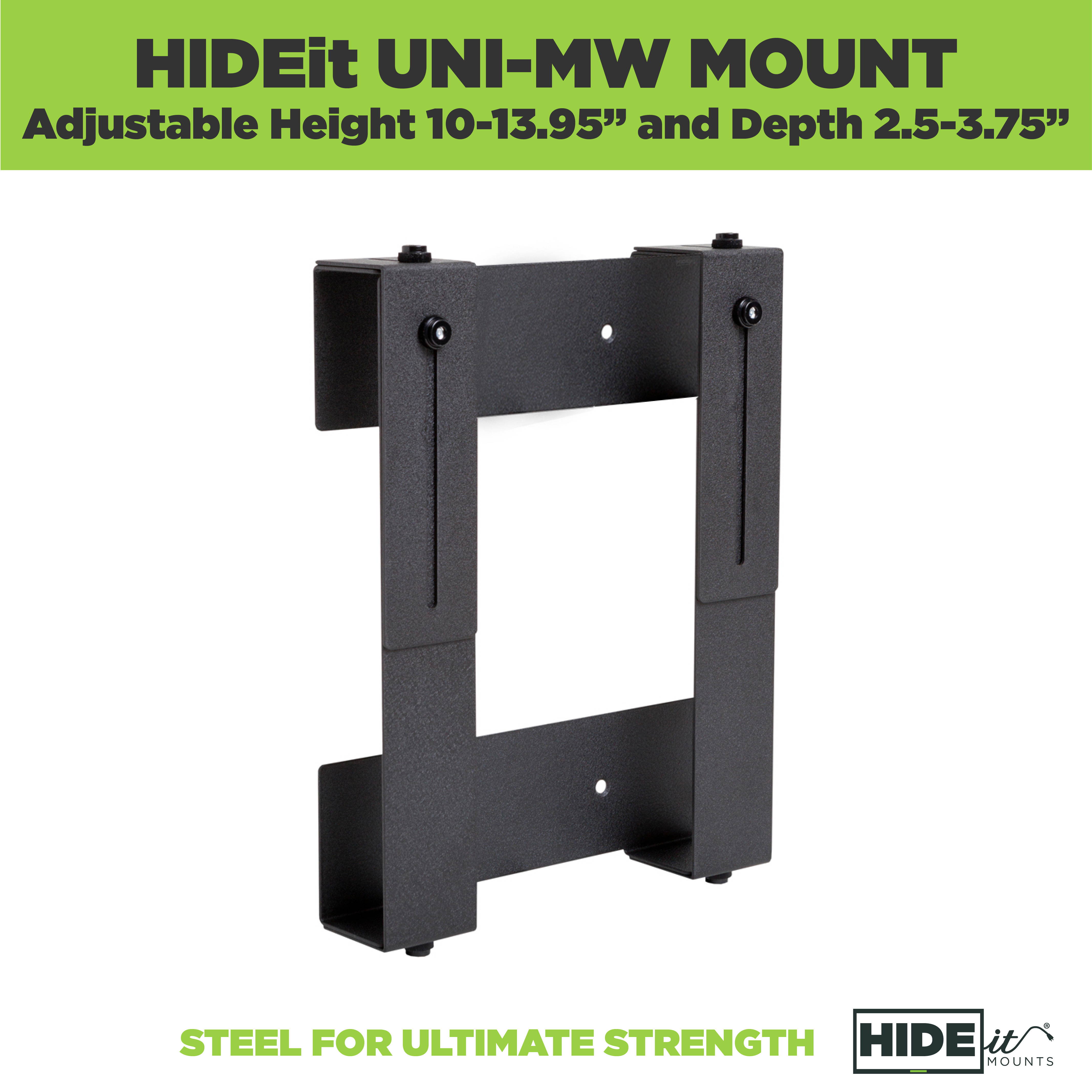 HIDEit Uni-MW Mount &mdash; Patented Adjustable Medium-Wide A/V Equipment Mount. Made in the USA