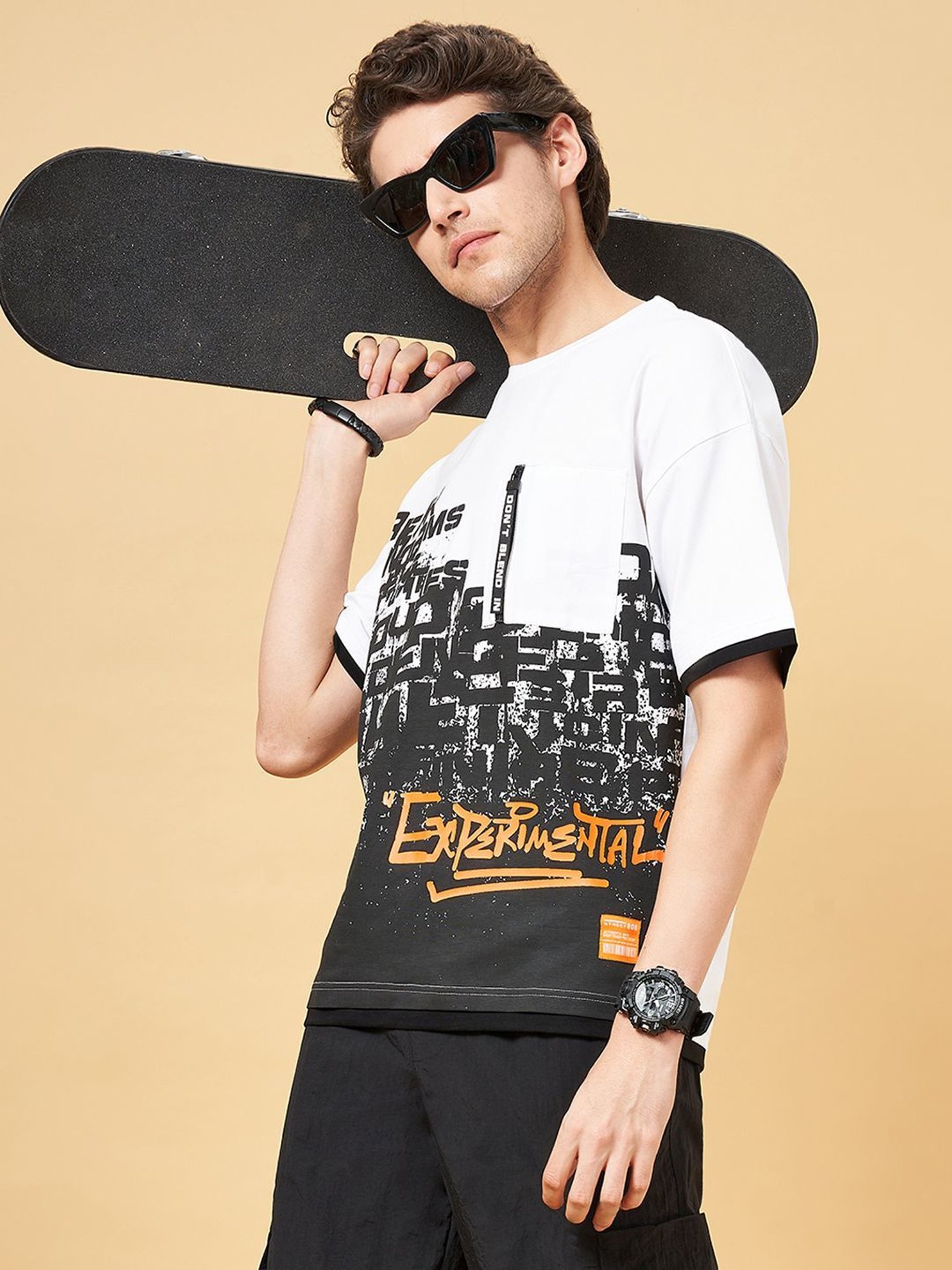 Street 808 By Pantaloons Snow White Boxy Fit Printed T-Shirt