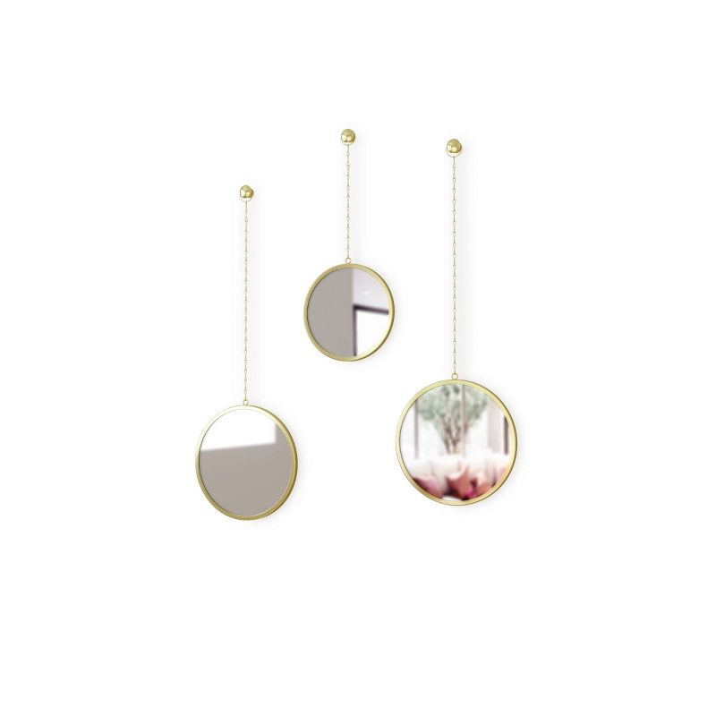 Set of 3 Dima Round Decorative Wall Mirrors Brass - Umbra