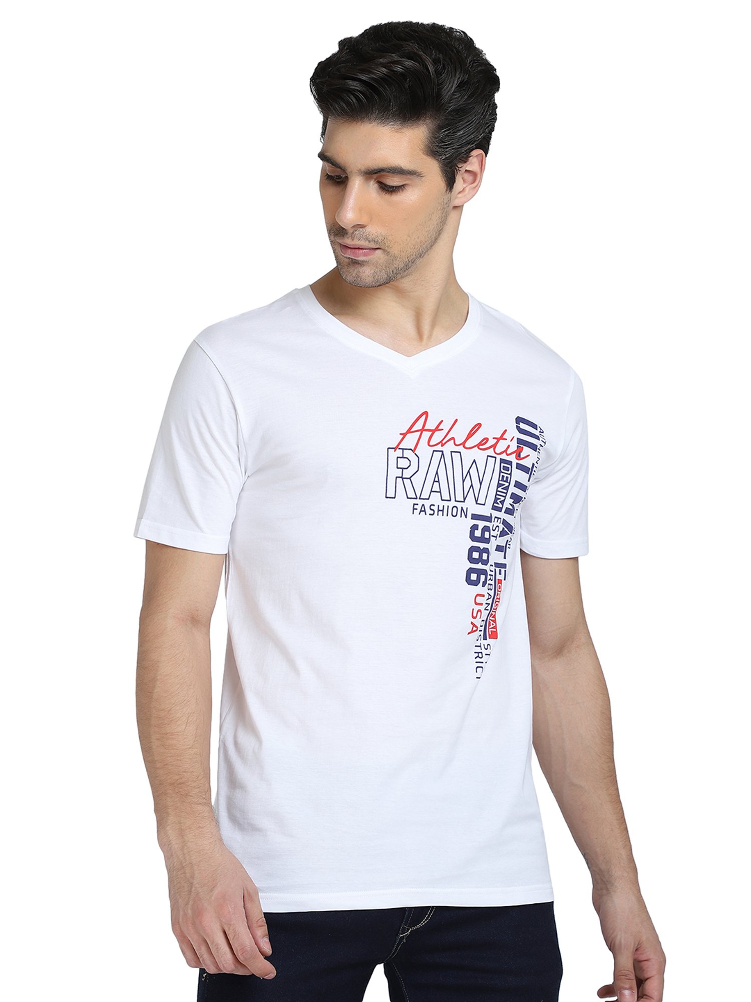 Dyca White V Neck T-Shirt