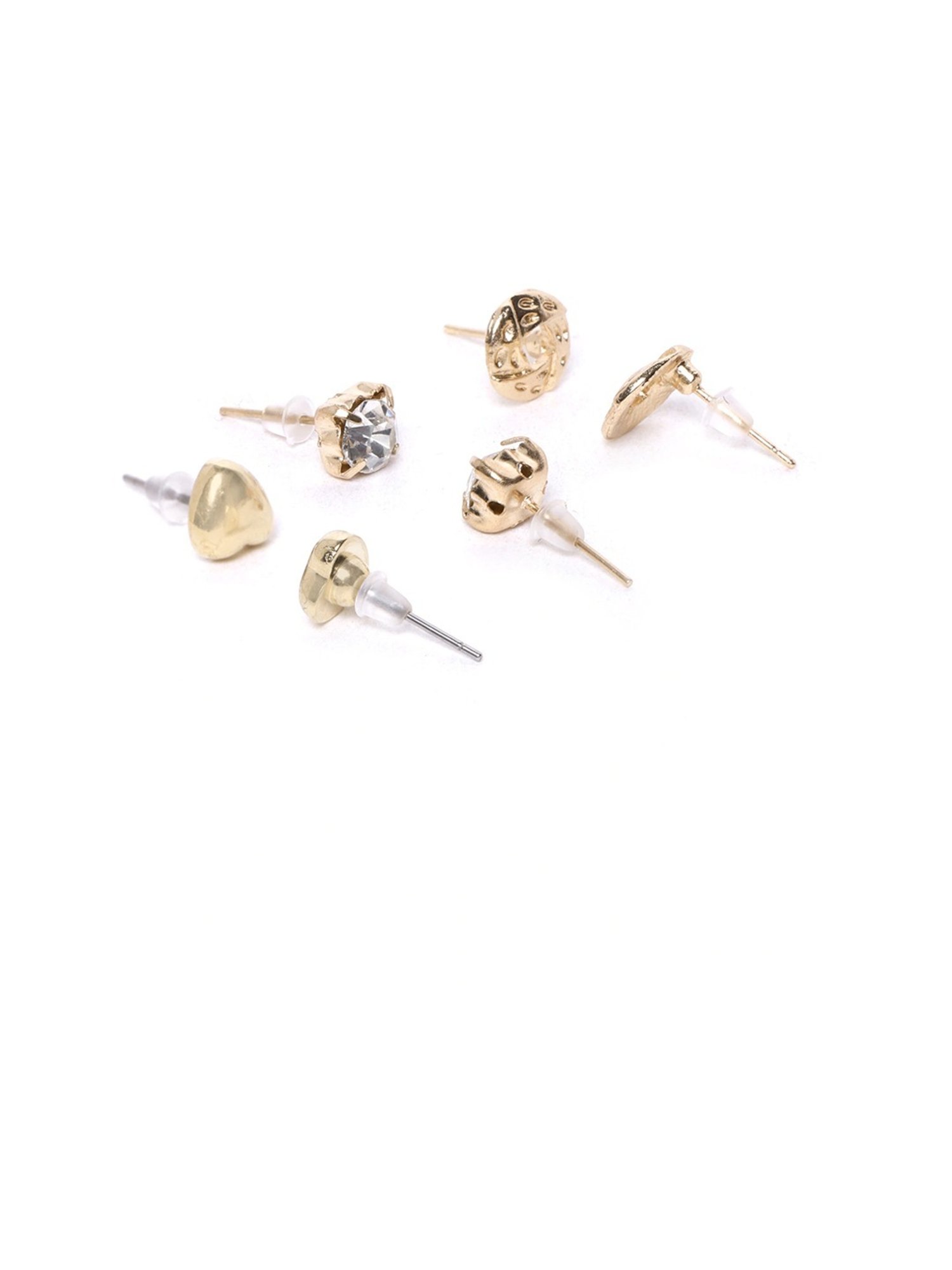 YouBella Mixed Metal Finish White Stud Earrings for Women - Set of 24