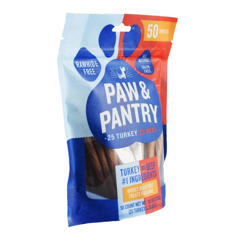 Paw & Pantry Twist Variety Pack Turkey and Beef Dog Treats - 50pk