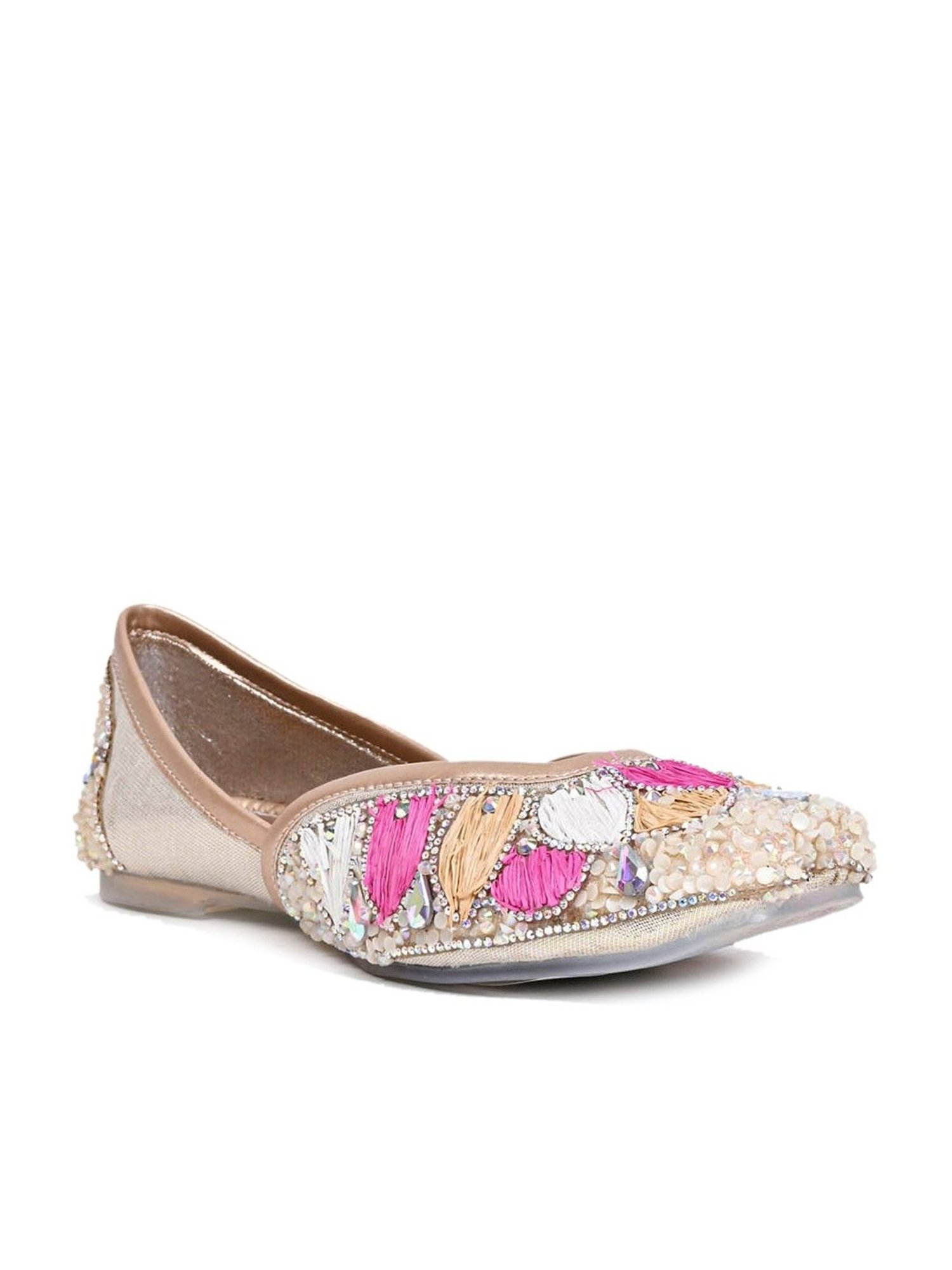 Jove Women's Golden Ethnic Juttis