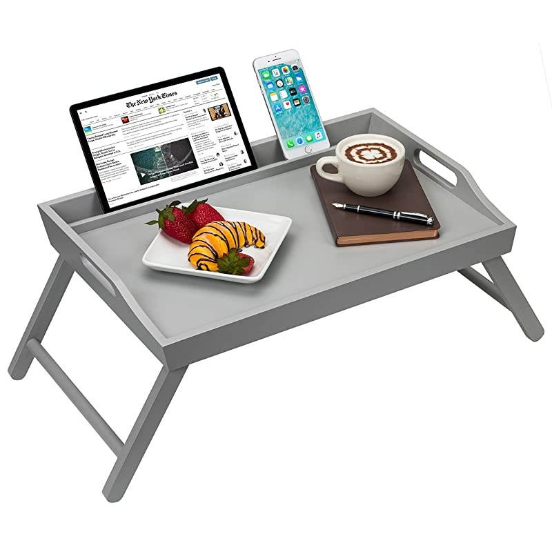 Home Media Bed Tray with Phone Holder Fits up to 173 Inch Laptops and Most Tablets Calming Gray Style No 78105