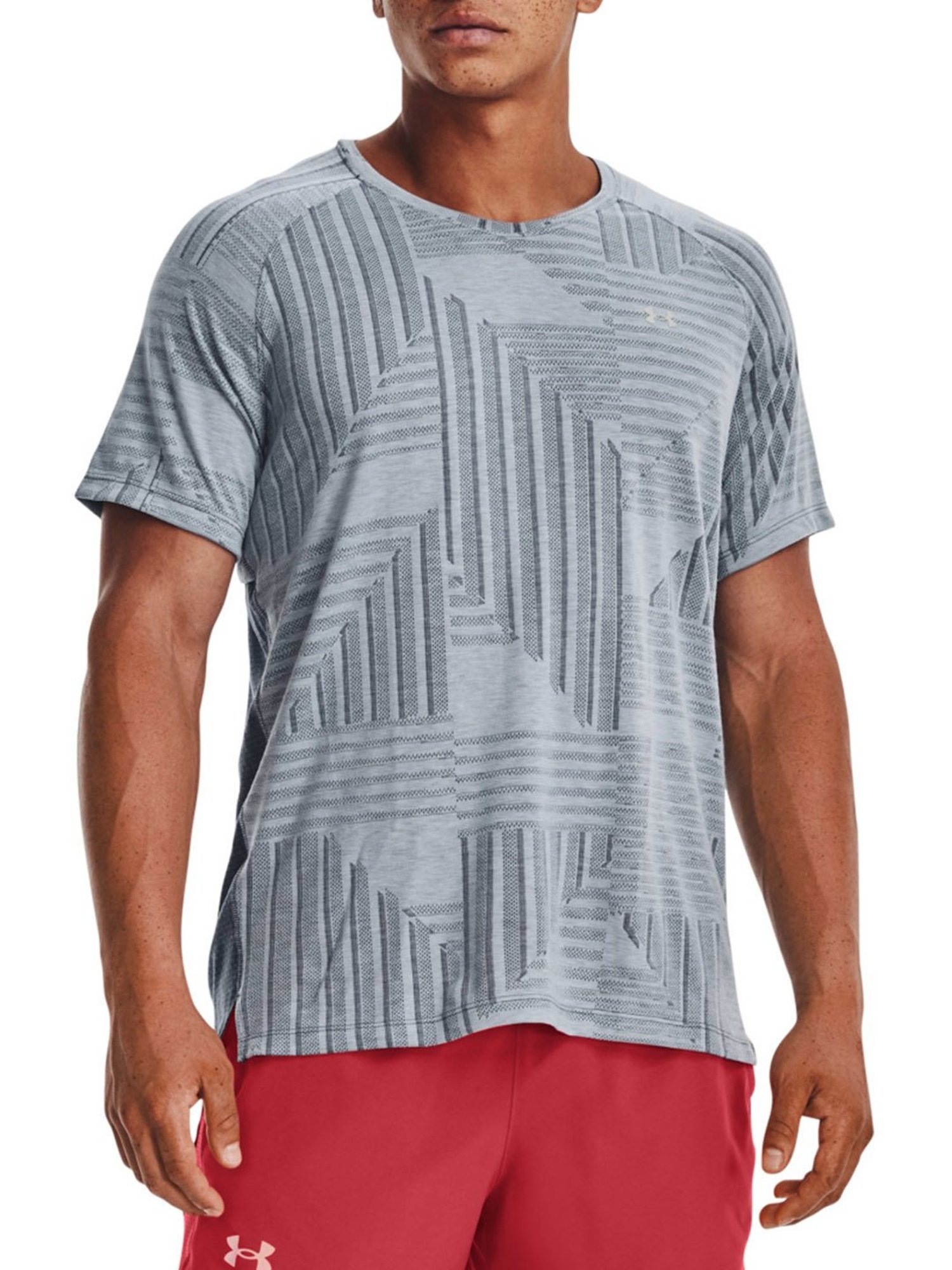 Under Armour Blue Regular Fit Self Pattern Sports T-Shirt