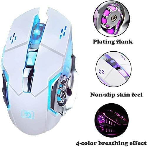 UKCOCO RGB Gaming Keyboard and Colorful Mouse Combo, USB Wired LED Backlight Gaming Mouse and Keyboard for Laptop PC Computer Gaming and Work, Letter Glow, Mechanical Feeling - Black