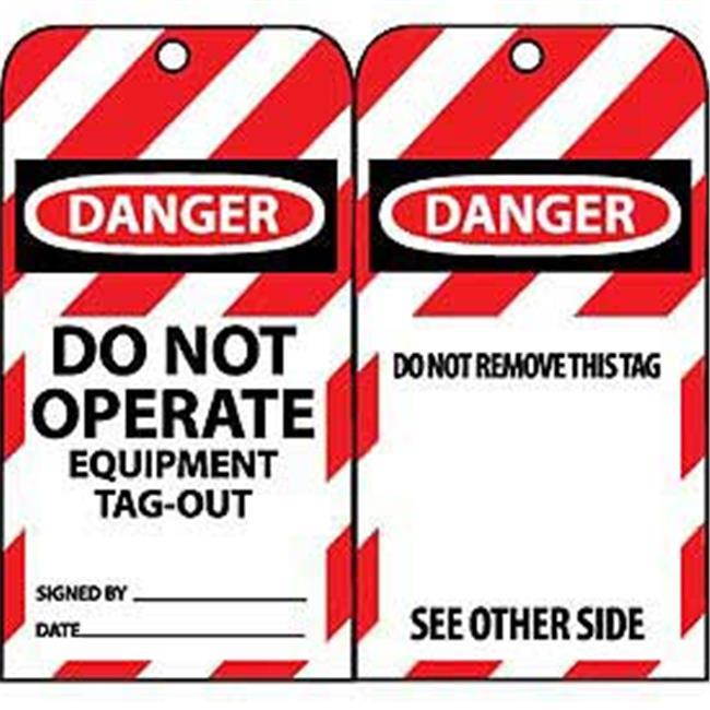 NMC LOTAG13-TAGS, LOCKOUT, DANGER DO NOT OPERATE EQUIPMENT TAG OUT. . ., 6X3, UNRIP VINYL (PAK OF 10)