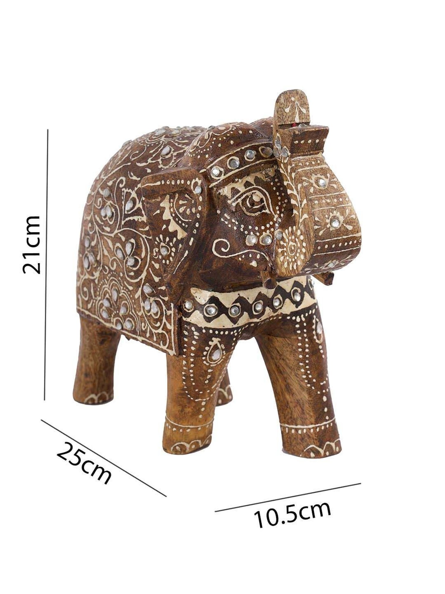 Aapno Rajasthan Brown & White Wooden Elephant Showpiece