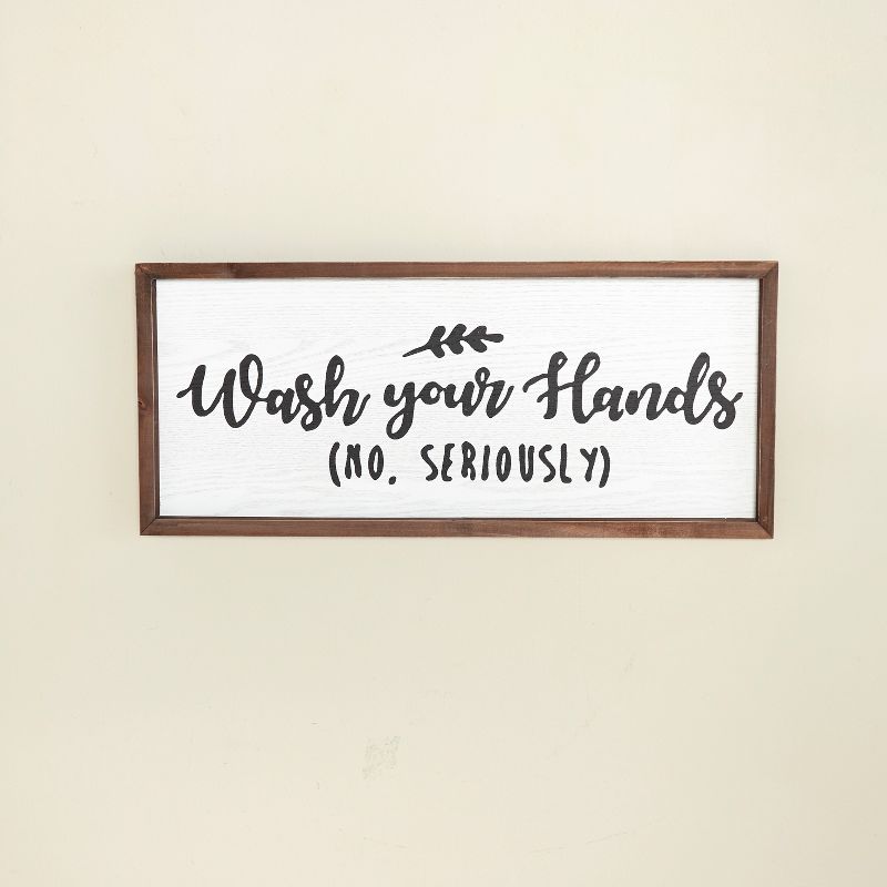 Lakeside Wash Your Hands Sign Novelty Wall Hanging Sign for the Bathroom