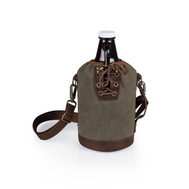 Legacy by Picnic Time Growler Tote with 64 oz. Glass Growler - Khaki Green