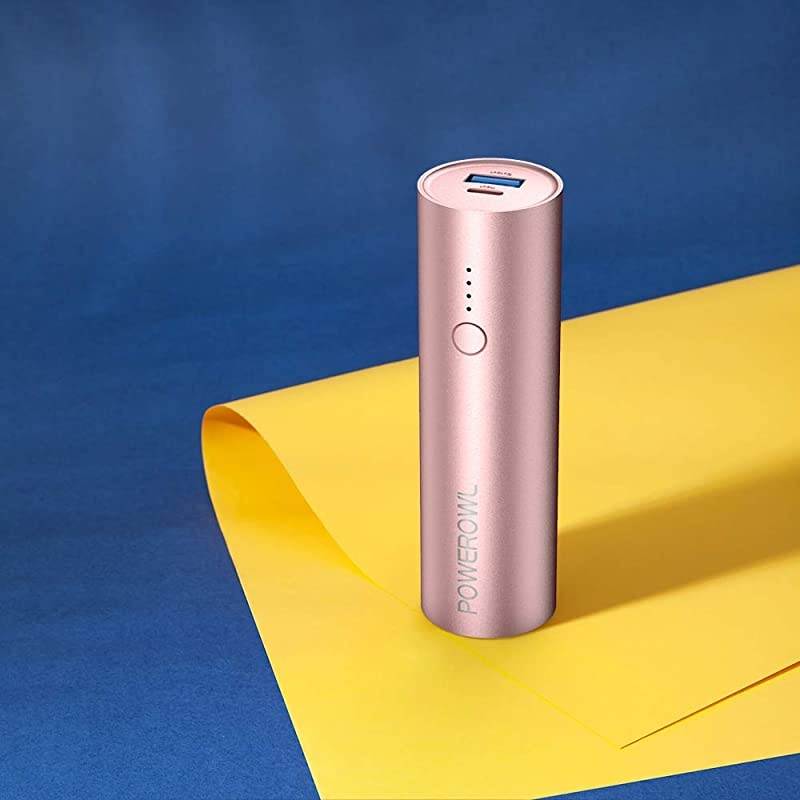 Portable Charger (5000mAh, Ultra-Compact, Universal) Travel Small USB Power Bank, High Capacity Lightweight External Battery Pack Compatible with iPhone iPad Samsung and More - Rose Gold